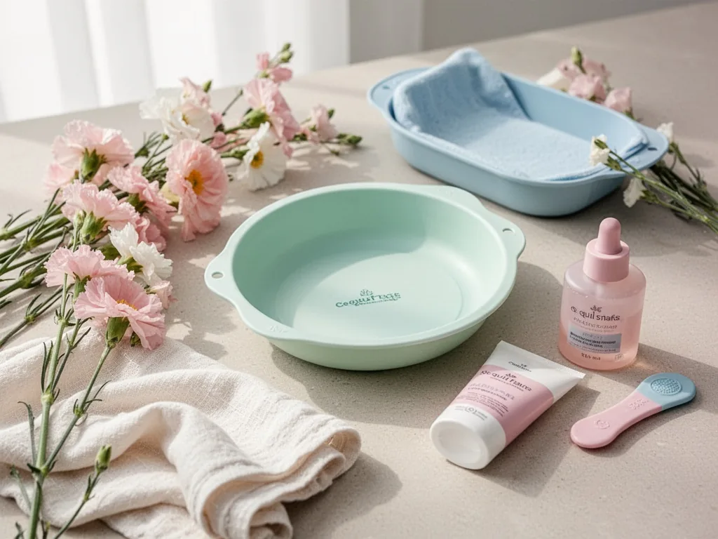 Assiette bébé en silicone coloré avec ventouse, posée sur une table en bois, accompagnée d'une cuillère souple.