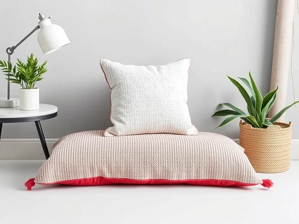 Enfant blotti contre un coussin peluche moelleux dans sa chambre paisible